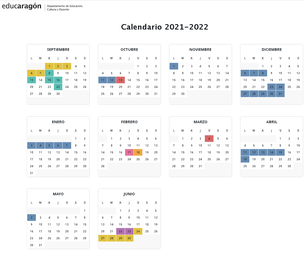 Calendario Escolar Curso 2021-22