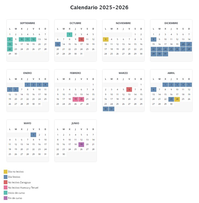 Calendario escolar 2025-2026