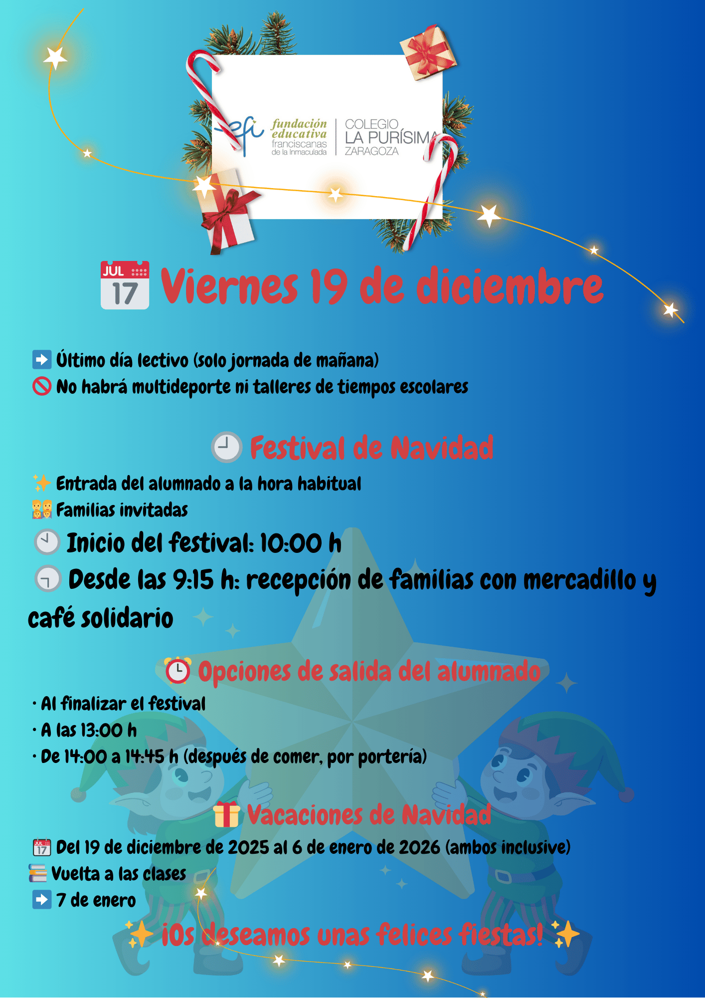 Festival y Vacaciones de Navidad